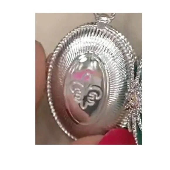 Judith Ripka Sterling Necklace Purple Guilloche Enamel Star Locket 36" Chain - Picture 3 of 5